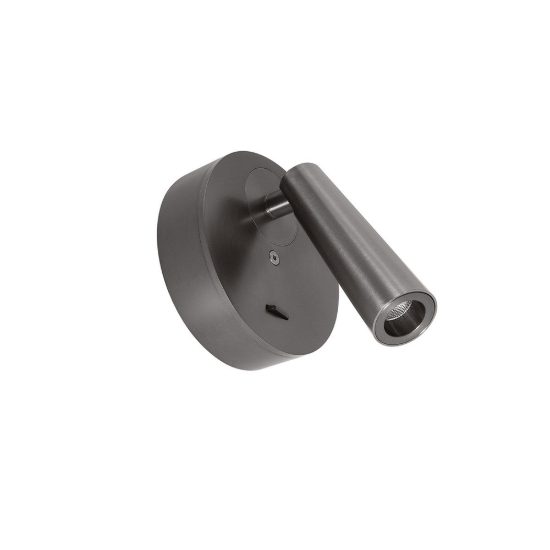 Gea luce gap 580 applique da parete con faretto orientabile led 3w 3000k rotonda nichel scuro