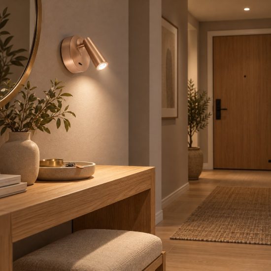 Gea luce gap 580 applique da parete con faretto orientabile led 3w 3000k rotonda champagne
