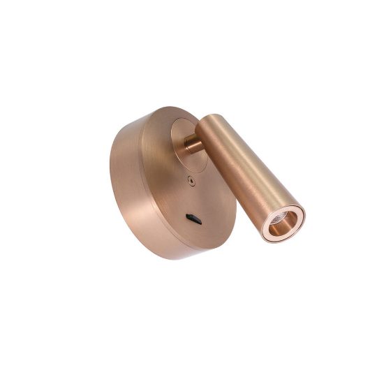 Gea luce gap 580 applique da parete con faretto orientabile led 3w 3000k rotonda champagne