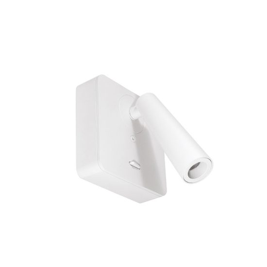 Gea luce gap 580 applique da parete con faretto orientabile led 3w 3000k quadrata bianco satinato