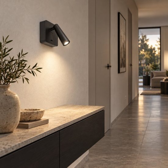 Gea luce gap 580 applique da parete con faretto orientabile led 3w 3000k quadrata nero satinato