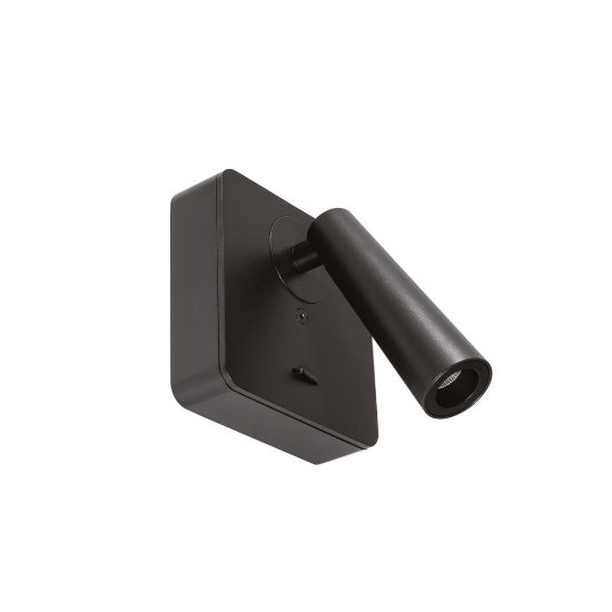 Gea luce gap 580 applique da parete con faretto orientabile led 3w 3000k quadrata nero satinato
