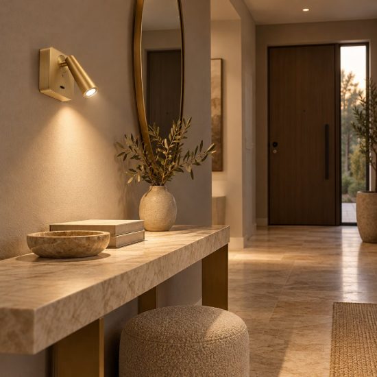 Gea luce gap 580 applique da parete con faretto orientabile led 3w 3000k quadrata oro