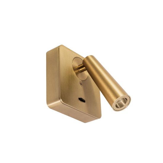 Gea luce gap 580 applique da parete con faretto orientabile led 3w 3000k quadrata oro