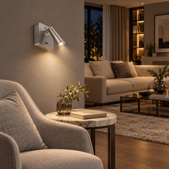 Gea luce gap 580 applique da parete con faretto orientabile led 3w 3000k quadrata nichel