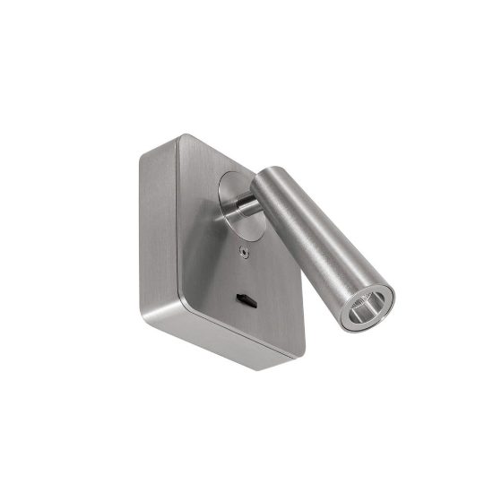 Gea luce gap 580 applique da parete con faretto orientabile led 3w 3000k quadrata nichel