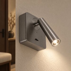 Gea luce gap 580 applique da parete con faretto orientabile led 3w 3000k quadrata nichel scuro