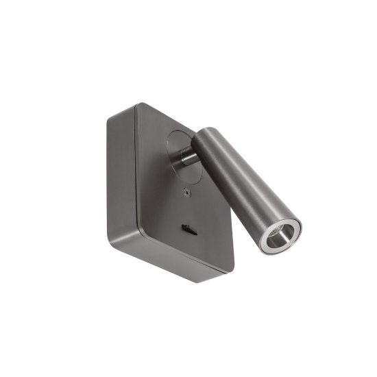 Gea luce gap 580 applique da parete con faretto orientabile led 3w 3000k quadrata nichel scuro