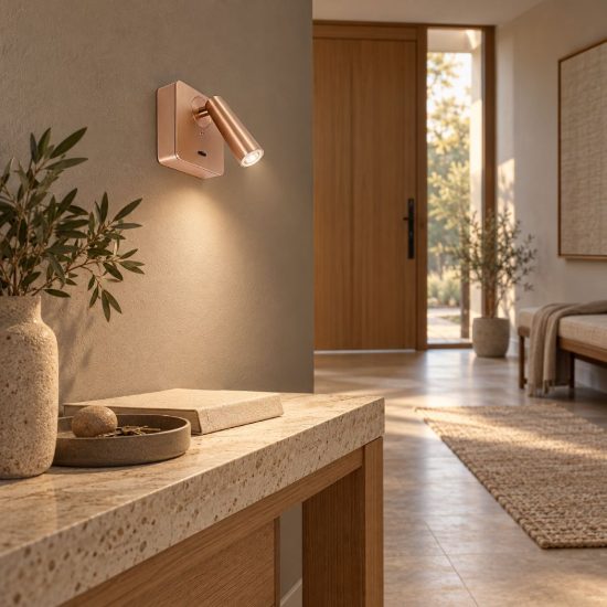 Gea luce gap 580 applique da parete con faretto orientabile led 3w 3000k quadrata champagne