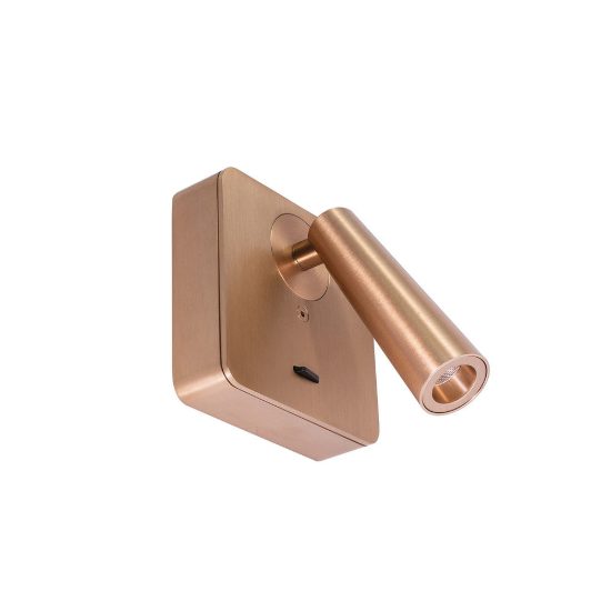 Gea luce gap 580 applique da parete con faretto orientabile led 3w 3000k quadrata champagne