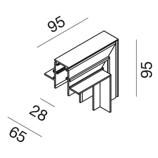 Gea luce gbigib3 angolo interno parete-soffitto per binario magnetico 48v da incasso nero