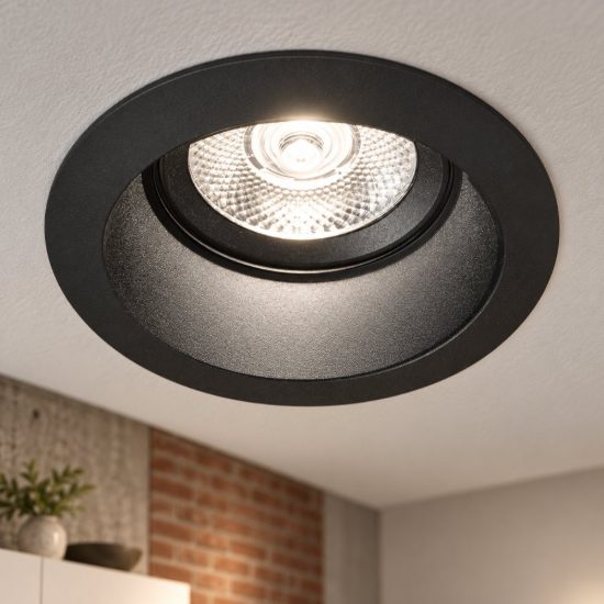 Gea luce gfa1000c faretto da incasso per cartongesso per cucina led 8w 3000k rotondo nero satinato