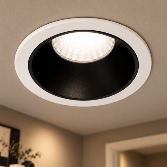 Gea luce gfa1010c faretto da incasso per cartongesso led 10w 3000k rotondo bianco satinato e nero