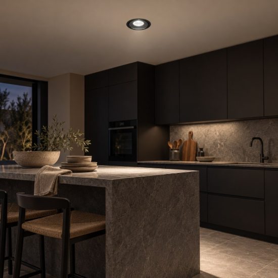 Gea luce gfa1030c faretto da incasso per cartongesso per cucina led 8w 4000k rotondo nero satinato
