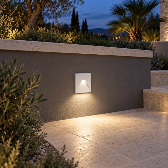 Gea luce gfa1420 segnapasso da incasso led 3w cct 3000k 4000k 6000k quadrato bianco satinato