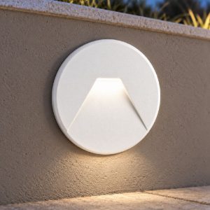 Gea luce gfa1420 segnapasso da incasso led 3w cct 3000k 4000k 6000k rotondo bianco satinato