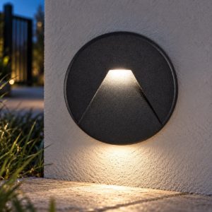 Gea luce gfa1420 segnapasso da incasso led 3w cct 3000k 4000k 6000k rotondo nero satinato
