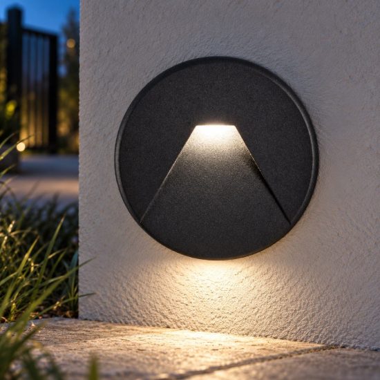 Gea luce gfa1420 segnapasso da incasso led 3w cct 3000k 4000k 6000k rotondo nero satinato