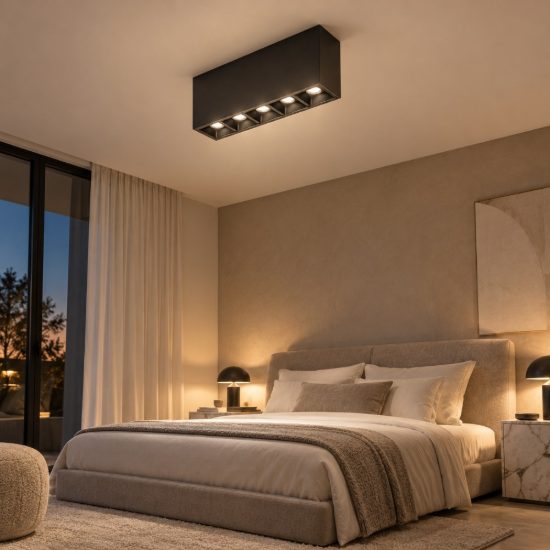 Gea luce gfa1430c plafoniera led 10w 3000k moderna lineare nero satinato