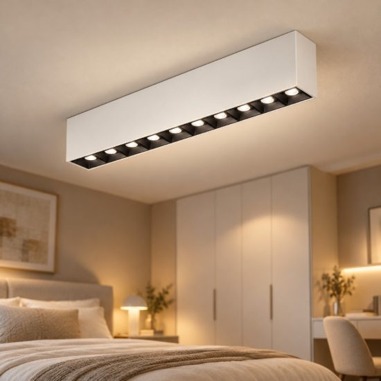 Gea luce gfa1430c plafoniera led 20w 3000k moderna lineare bianco satinato nero satinato