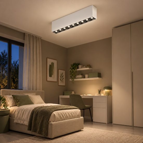 Gea luce gfa1430c plafoniera led 20w 3000k moderna lineare bianco satinato nero satinato