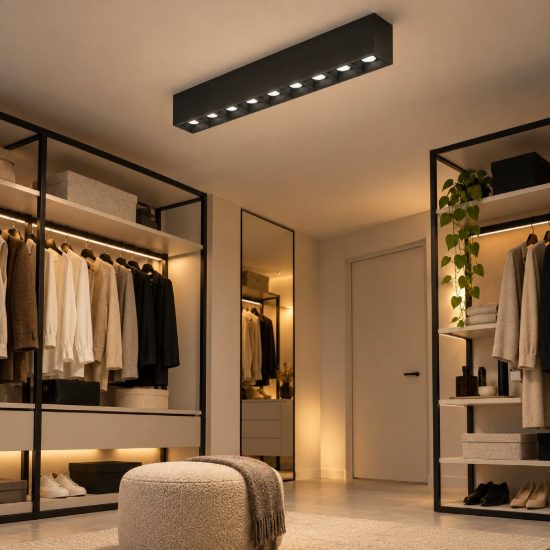Gea luce gfa1430c plafoniera led 20w 3000k moderna lineare nero satinato