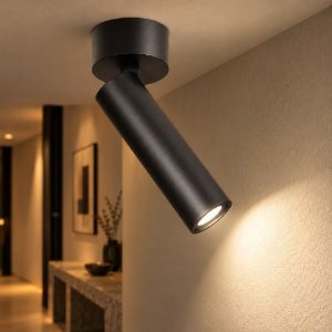Gea luce gfa1460 faretto da soffitto per corridoio led 7w 2700k cilindrico nero satinato