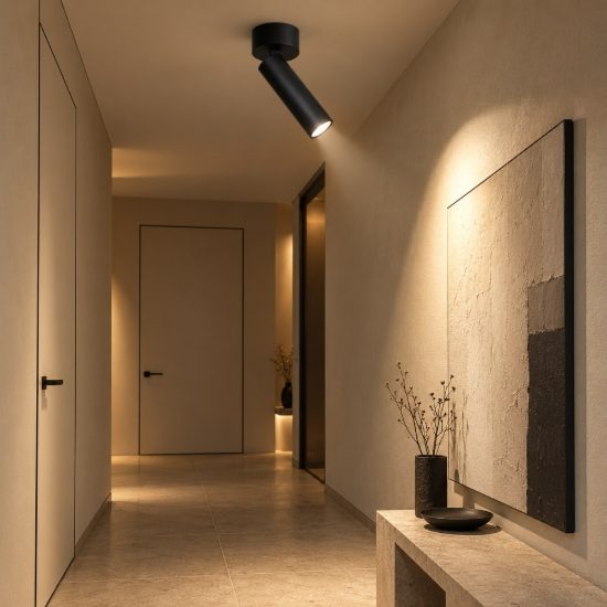 Gea luce gfa1460 faretto da soffitto per corridoio led 7w 2700k cilindrico nero satinato