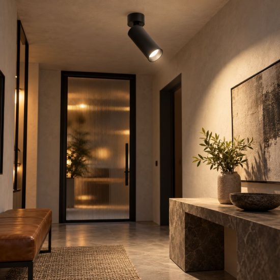 Gea luce gfa1460 faretto da soffitto per corridoio led 12w 3000k cilindrico nero satinato