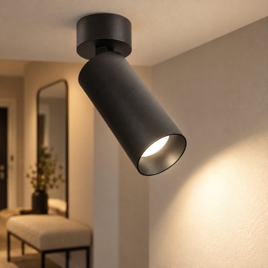Gea luce gfa1460 faretto da soffitto per corridoio led 12w 2700k cilindrico nero satinato