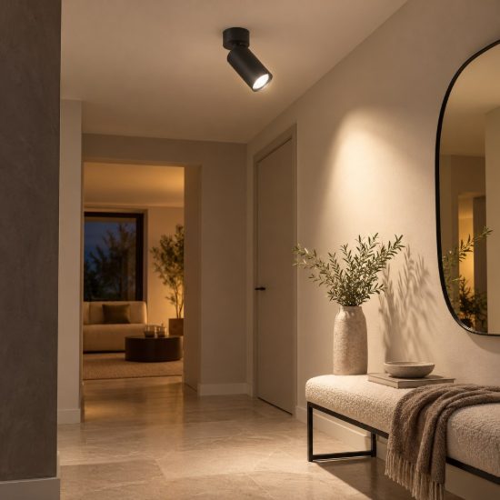 Gea luce gfa1460 faretto da soffitto per corridoio led 12w 2700k cilindrico nero satinato