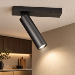 Gea luce gfa1470 faretto da soffitto per ingresso led 7w 2700k cilindrico nero satinato
