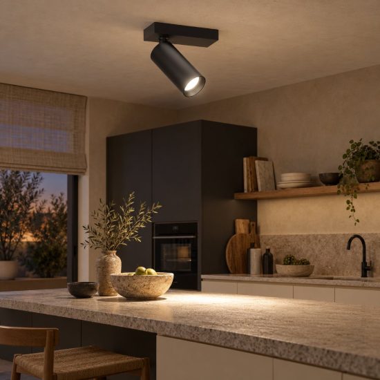 Gea luce gfa1470 faretto da soffitto per ingresso led 12w 3000k cilindrico nero satinato