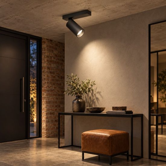Gea luce gfa1470 faretto da soffitto per ingresso led 12w 2700k cilindrico nero satinato