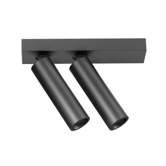 Gea luce gfa1474 plafoniera con 2 faretti orientabili led 14w 2700k moderna lineare nero satinato