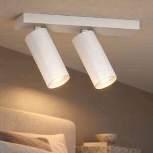 Gea luce gfa1474 plafoniera con 2 faretti orientabili led 24w 3000k moderna lineare bianco satinato