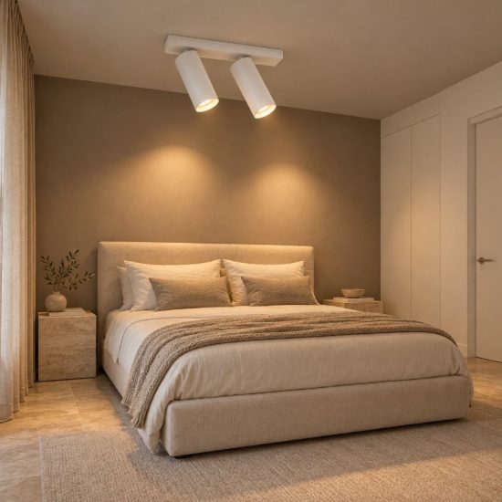 Gea luce gfa1474 plafoniera con 2 faretti orientabili led 24w 2700k moderna lineare bianco satinato