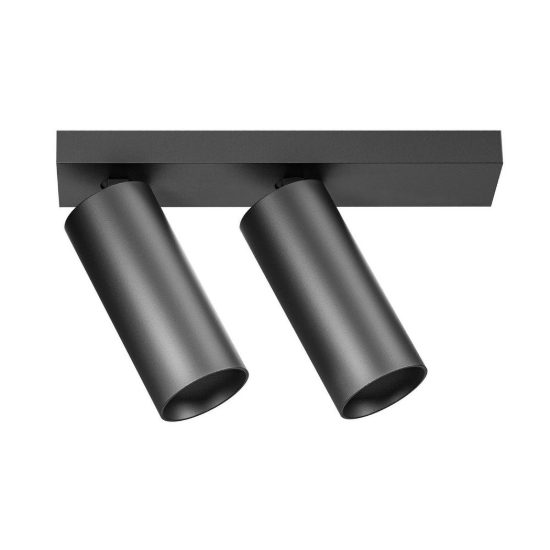 Gea luce gfa1474 plafoniera con 2 faretti orientabili led 24w 2700k moderna lineare nero satinato