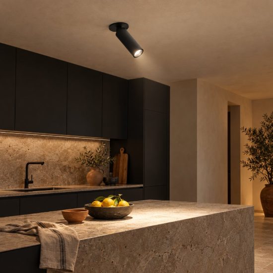 Gea luce gfa1480 faretto da incasso per cartongesso per cucina led 7w 3000k cilindrico nero