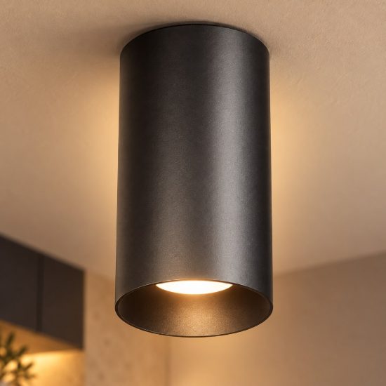 Gea luce gfa1500 faretto da soffitto per ingresso led 15w 3000k moderno cilindrico nero satinato