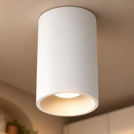 Gea luce gfa1500 faretto da soffitto per ingresso led 25w 3000k moderno cilindrico bianco satinato