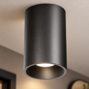 Gea luce gfa1500 faretto da soffitto per ingresso led 25w 3000k moderno cilindrico nero satinato