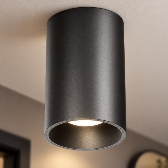 Gea luce gfa1500 faretto da soffitto per ingresso led 25w 3000k moderno cilindrico nero satinato