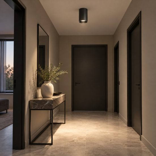 Gea luce gfa1500 faretto da soffitto per ingresso led 25w 3000k moderno cilindrico nero satinato