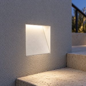 Gea luce gfa1570 segnapasso da incasso a parete per interni led 3w 3000k moderno quadrato bianco