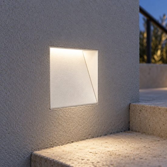 Gea luce gfa1570 segnapasso da incasso a parete per interni led 3w 3000k moderno quadrato bianco