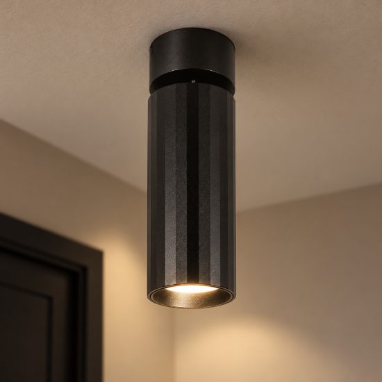 Gea luce gfa1680c faretto da soffitto per ingresso led 9w 3000k orientabile cilindrico nero
