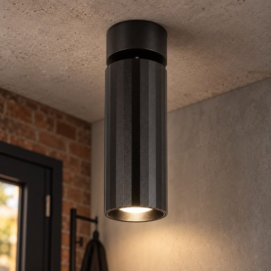 Gea luce gfa1680c faretto da soffitto per ingresso led 9w 4000k orientabile cilindrico nero