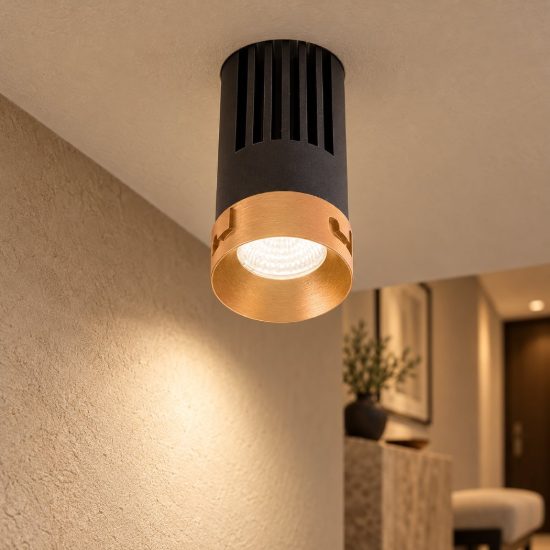 Gea luce gfa1740 faretto da soffitto cilindrico bronzo per disimpegno led 10w 3000k