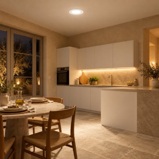 Gea luce maia faretto da incasso per cartongesso per cucina led 6w 3000k moderno rotondo bianco